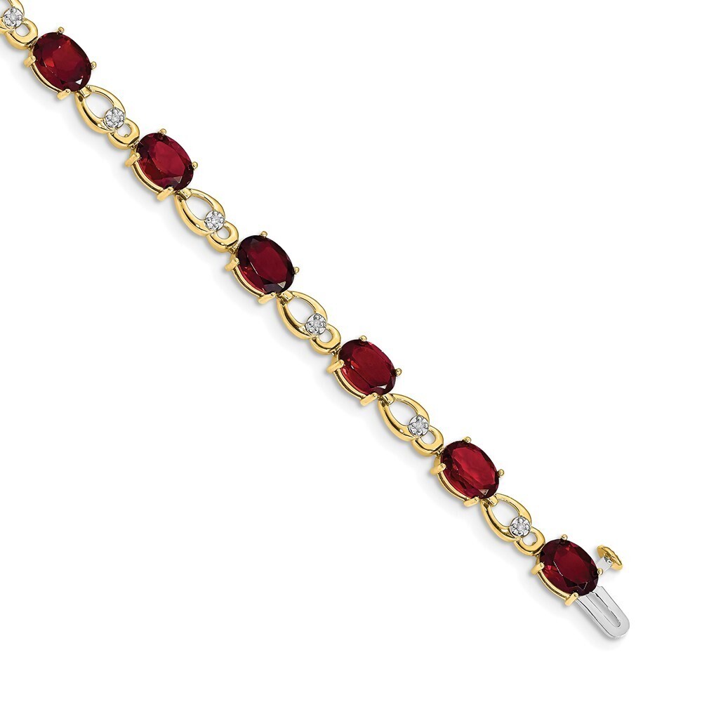 14k Yellow Gold Garnet & Diamond Bracelet